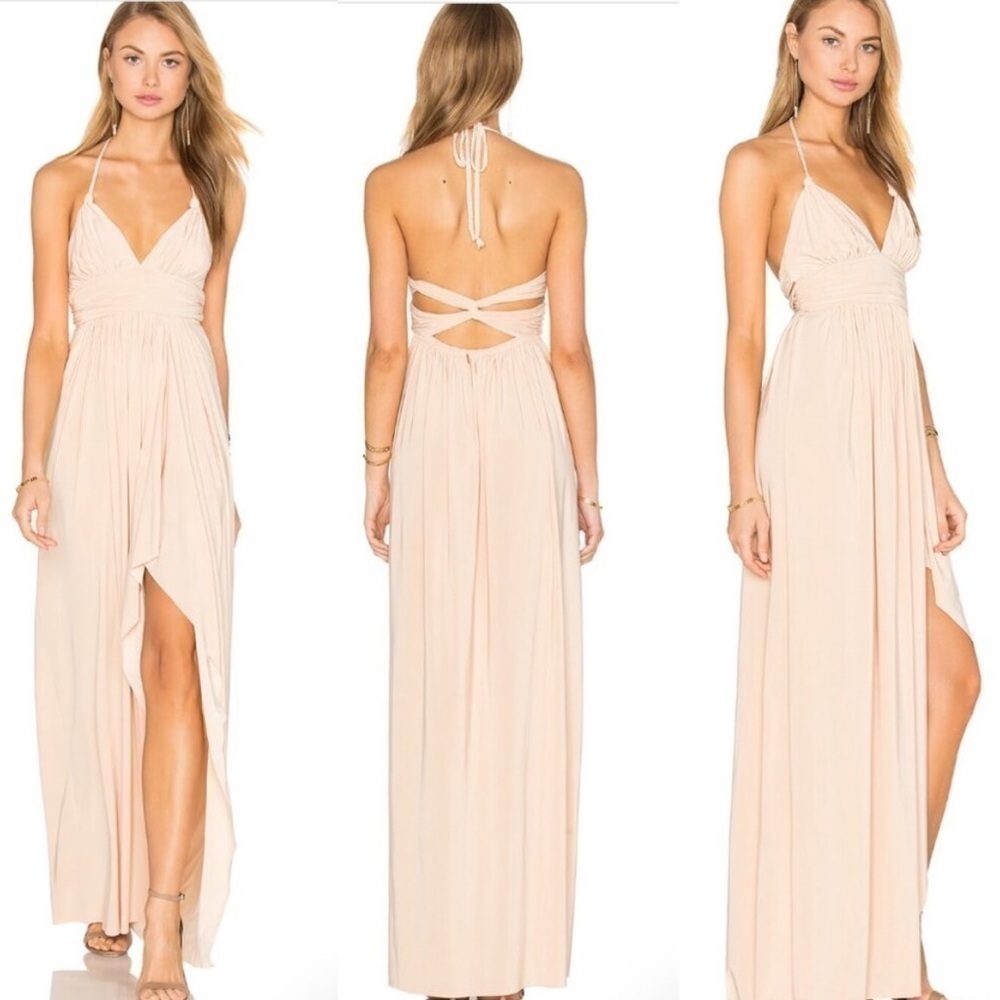 MISA Los Angeles Ever Maxi Dress in Nude Sz M